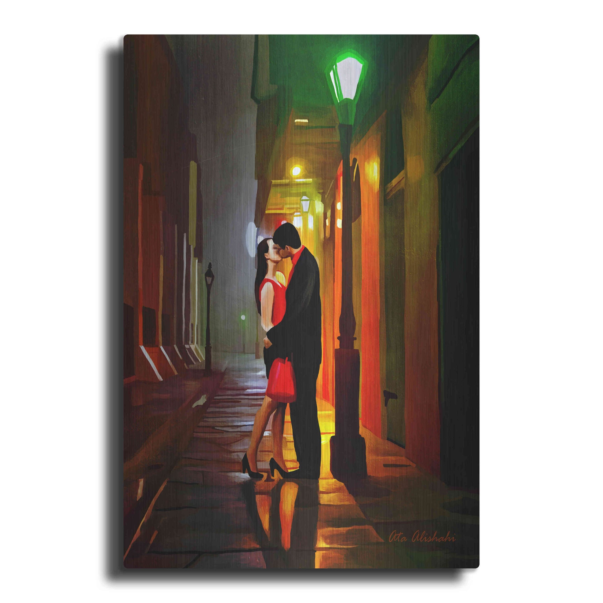 Luxe Metal Art 'Kissing Goodnight' by Ata Alishahi, Metal Wall Art