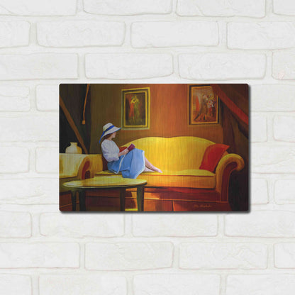 Luxe Metal Art 'Lady Reading 1' by Ata Alishahi, Metal Wall Art,16x12
