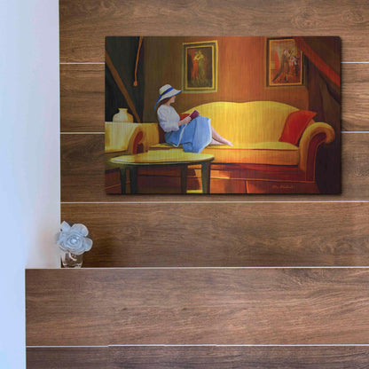 Luxe Metal Art 'Lady Reading 1' by Ata Alishahi, Metal Wall Art,16x12