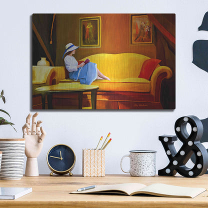 Luxe Metal Art 'Lady Reading 1' by Ata Alishahi, Metal Wall Art,16x12