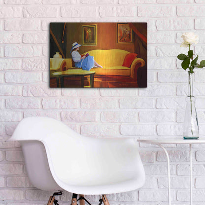 Luxe Metal Art 'Lady Reading 1' by Ata Alishahi, Metal Wall Art,24x16