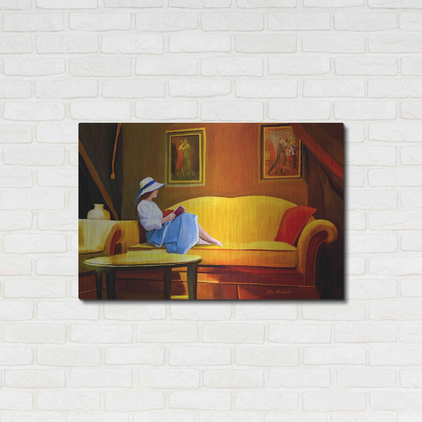 Luxe Metal Art 'Lady Reading 1' by Ata Alishahi, Metal Wall Art,36x24