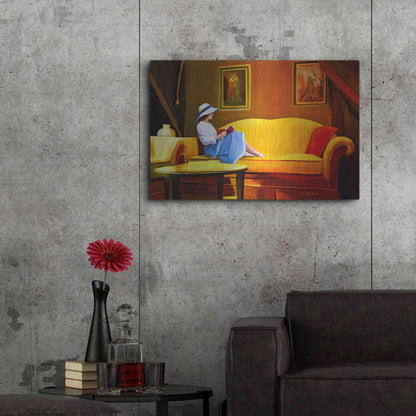 Luxe Metal Art 'Lady Reading 1' by Ata Alishahi, Metal Wall Art,36x24