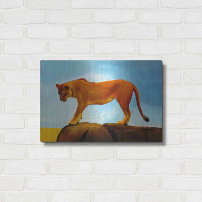 Luxe Metal Art 'Lioness On A Rock 1' by Ata Alishahi, Metal Wall Art,24x16