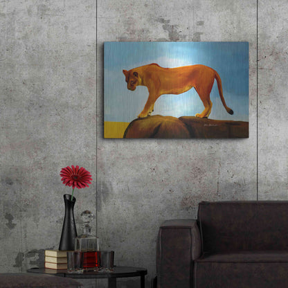 Luxe Metal Art 'Lioness On A Rock 1' by Ata Alishahi, Metal Wall Art,36x24