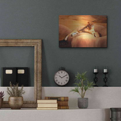 Luxe Metal Art 'Lioness On A Rock 2' by Ata Alishahi, Metal Wall Art,16x12