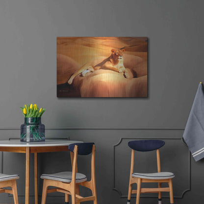 Luxe Metal Art 'Lioness On A Rock 2' by Ata Alishahi, Metal Wall Art,36x24