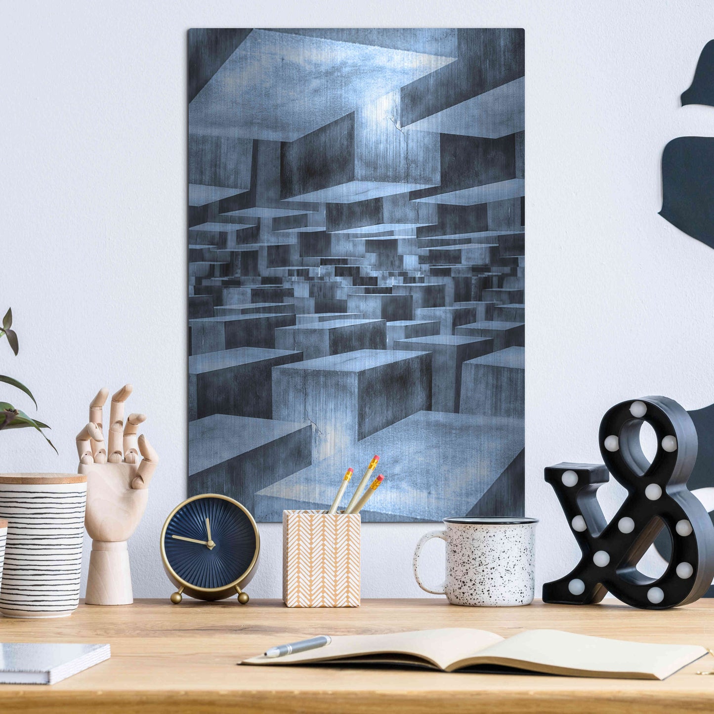 Luxe Metal Art 'No Way Out' by Ata Alishahi, Metal Wall Art,12x16