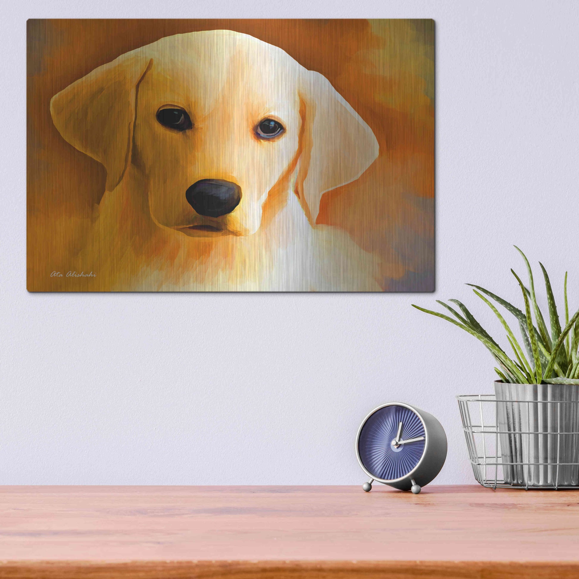 Luxe Metal Art 'Puppy' by Ata Alishahi, Metal Wall Art,16x12