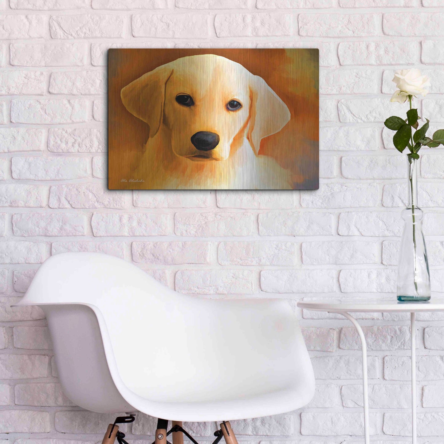 Luxe Metal Art 'Puppy' by Ata Alishahi, Metal Wall Art,24x16