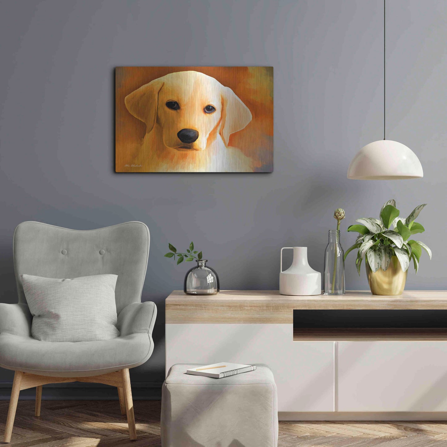 Luxe Metal Art 'Puppy' by Ata Alishahi, Metal Wall Art,24x16