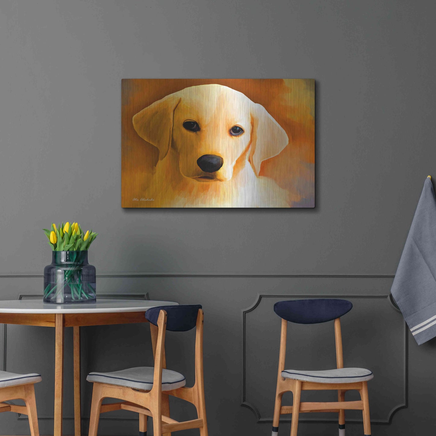 Luxe Metal Art 'Puppy' by Ata Alishahi, Metal Wall Art,36x24