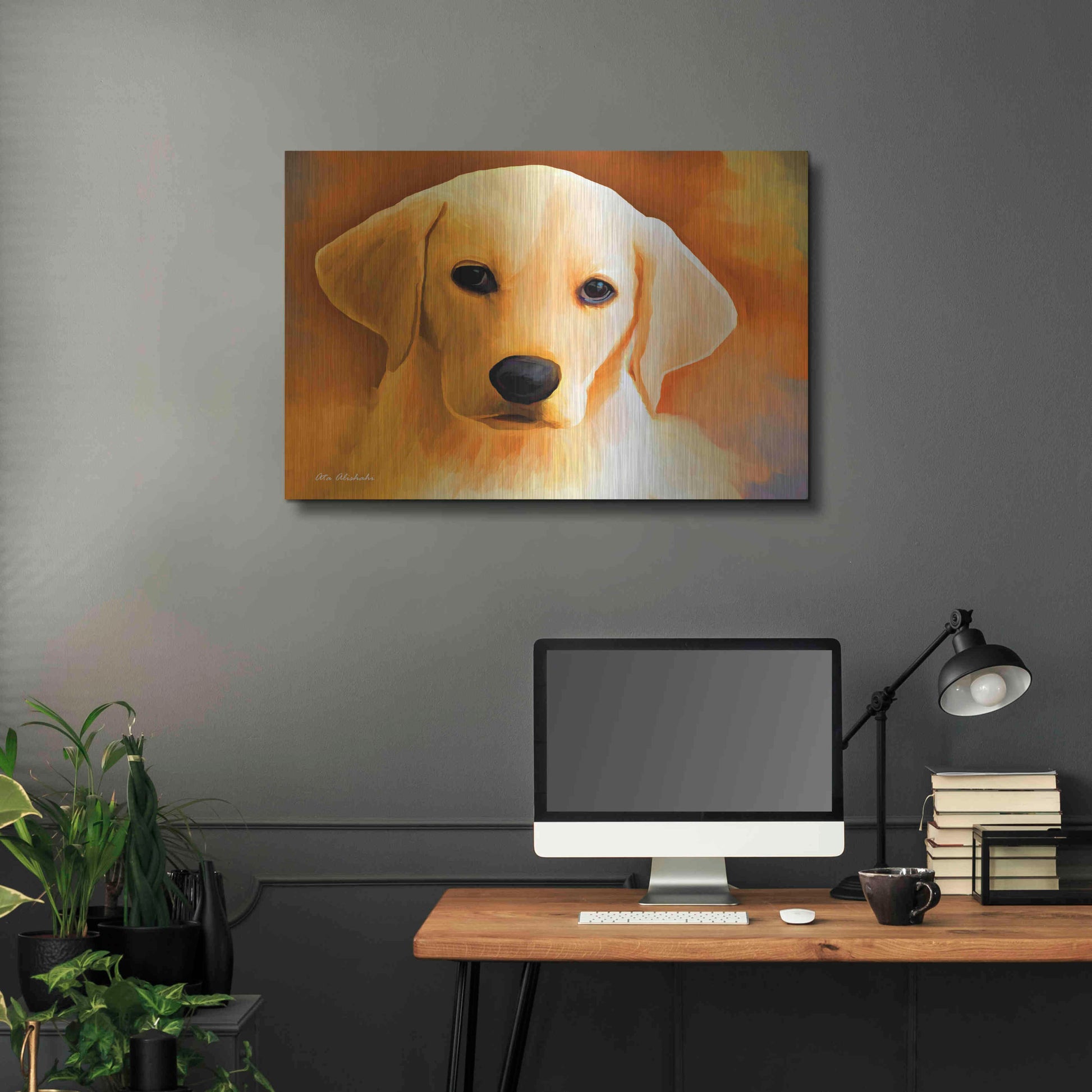 Luxe Metal Art 'Puppy' by Ata Alishahi, Metal Wall Art,36x24