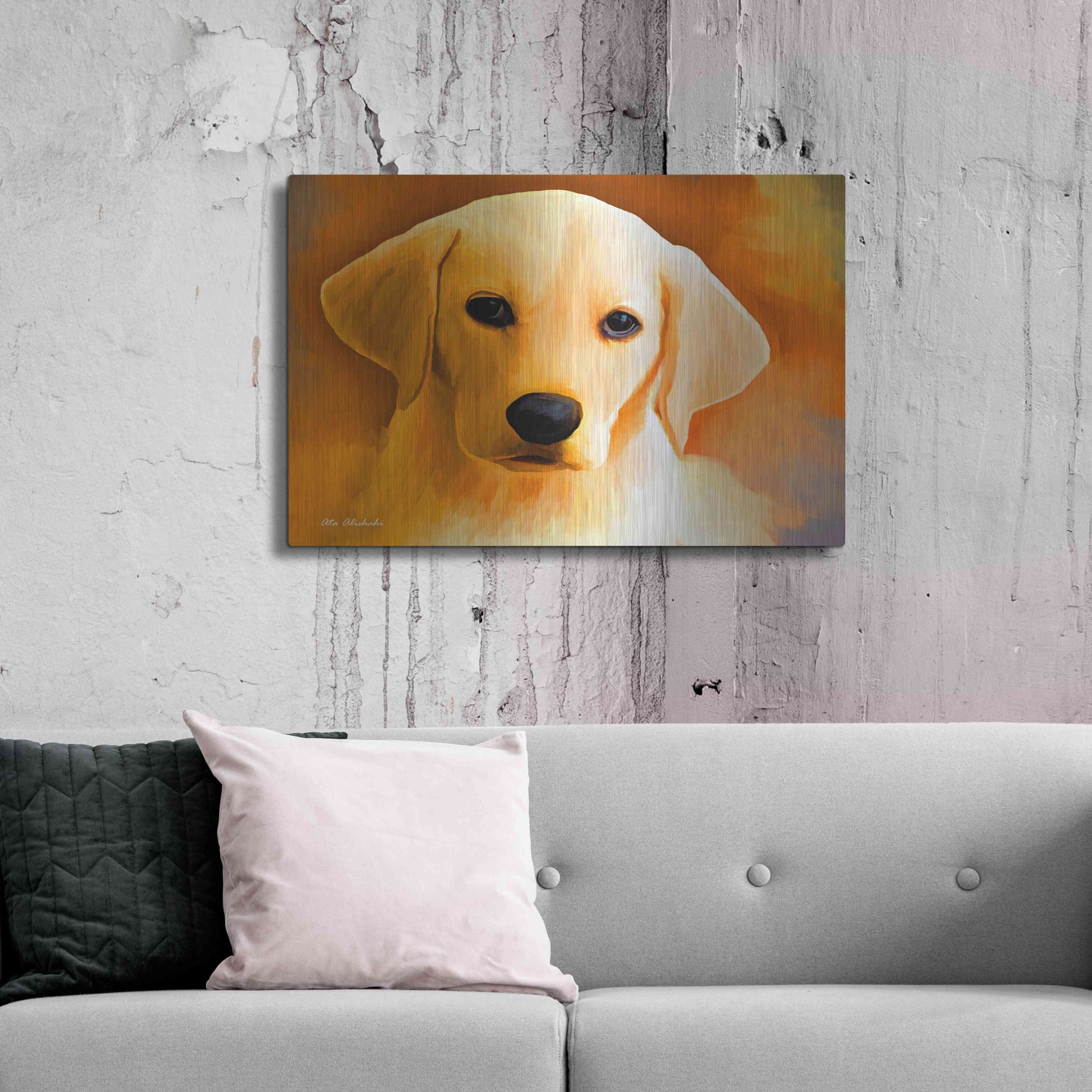 Luxe Metal Art 'Puppy' by Ata Alishahi, Metal Wall Art,36x24