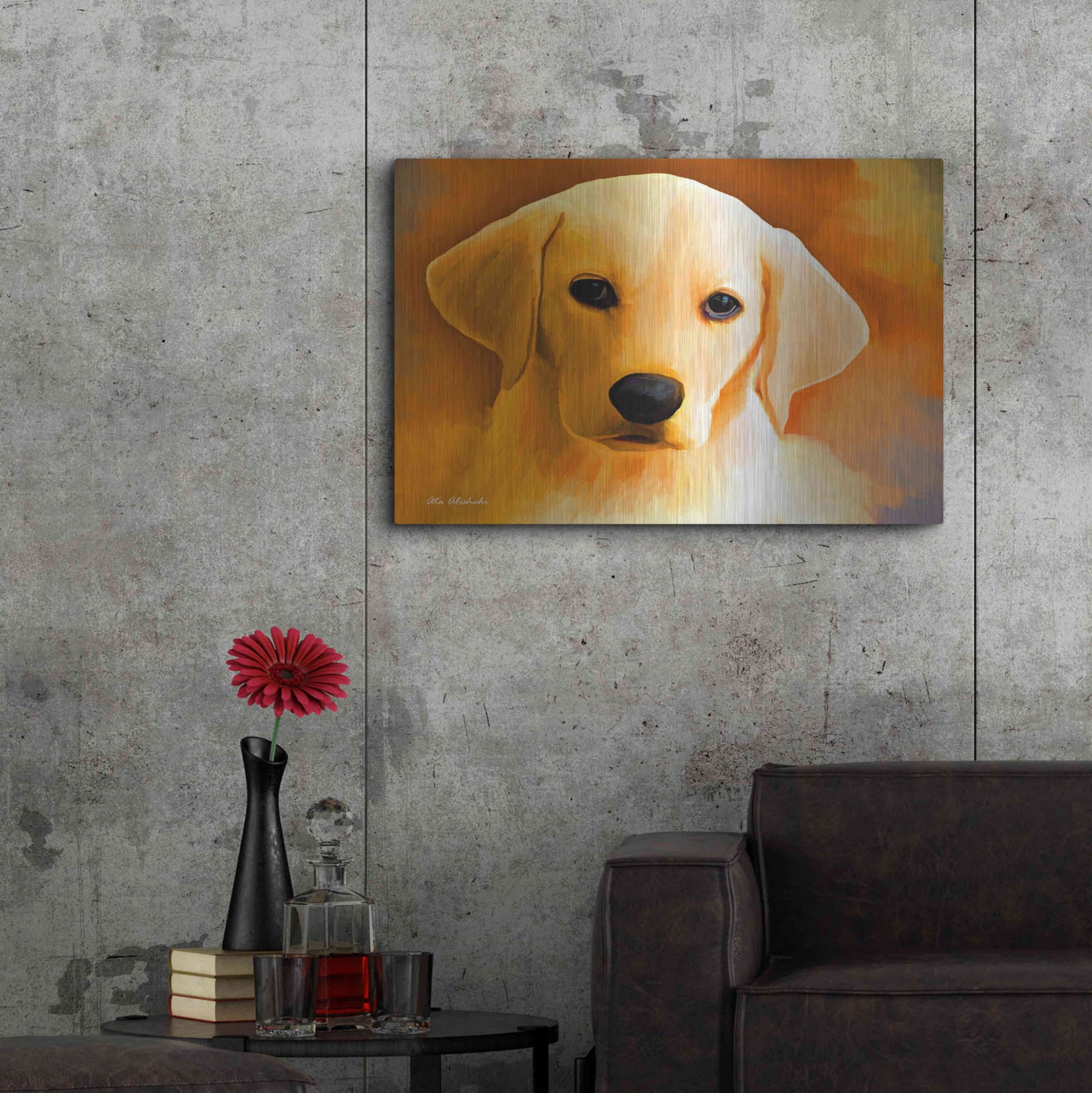 Luxe Metal Art 'Puppy' by Ata Alishahi, Metal Wall Art,36x24