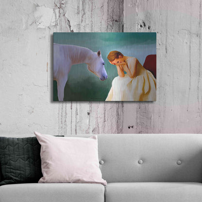 Luxe Metal Art 'Sad Girl And Horse' by Ata Alishahi, Metal Wall Art,36x24