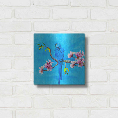 Luxe Metal Art 'Spring Bird And Flower' by Ata Alishahi, Metal Wall Art,12x12