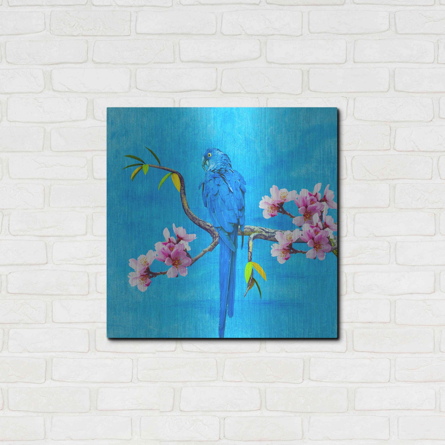 Luxe Metal Art 'Spring Bird And Flower' by Ata Alishahi, Metal Wall Art,24x24