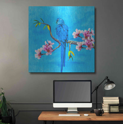 Luxe Metal Art 'Spring Bird And Flower' by Ata Alishahi, Metal Wall Art,36x36