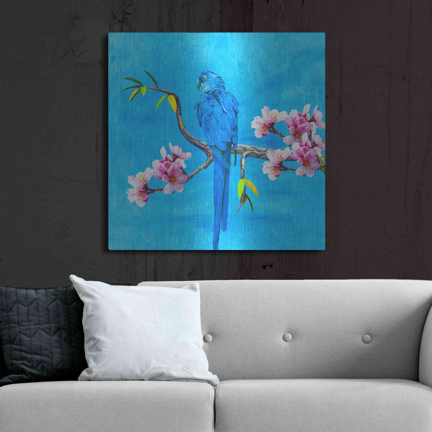 Luxe Metal Art 'Spring Bird And Flower' by Ata Alishahi, Metal Wall Art,36x36