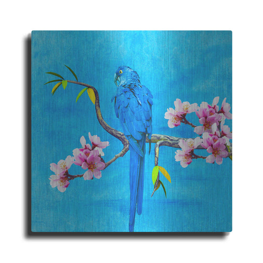 Luxe Metal Art 'Spring Bird And Flower' by Ata Alishahi, Metal Wall Art