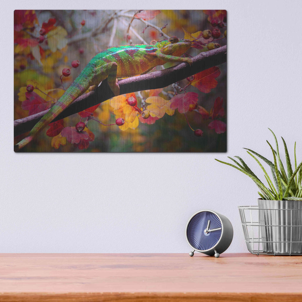 Luxe Metal Art 'Chameleons' by Ata Alishahi, Metal Wall Art,16x12