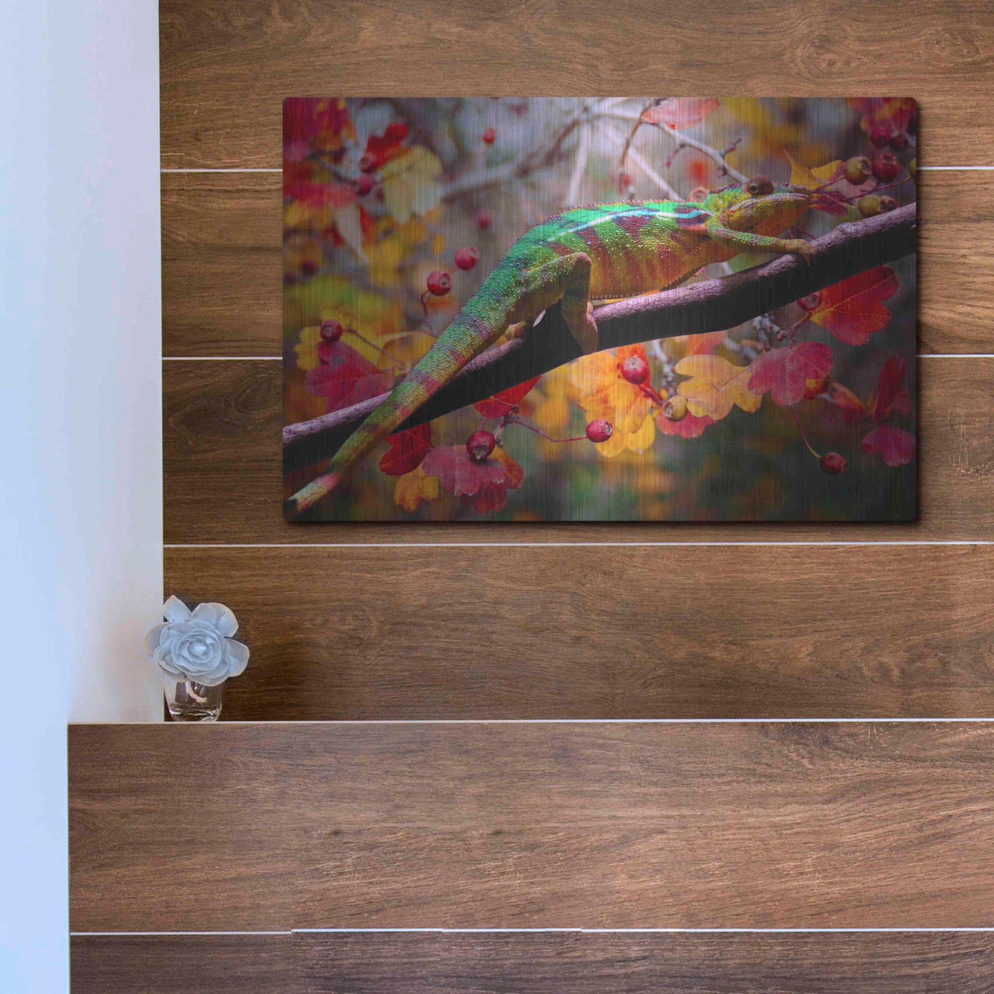 Luxe Metal Art 'Chameleons' by Ata Alishahi, Metal Wall Art,16x12