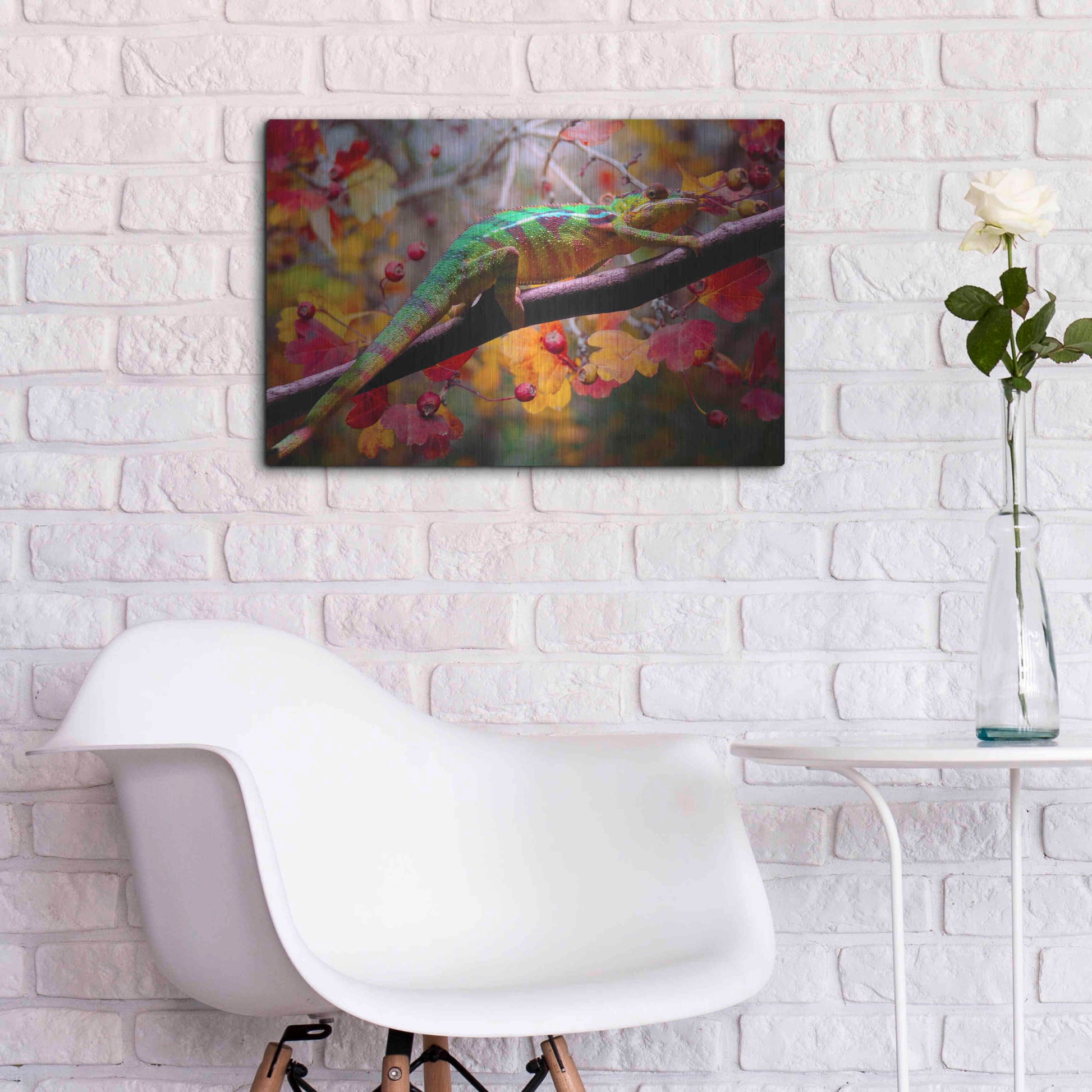 Luxe Metal Art 'Chameleons' by Ata Alishahi, Metal Wall Art,24x16