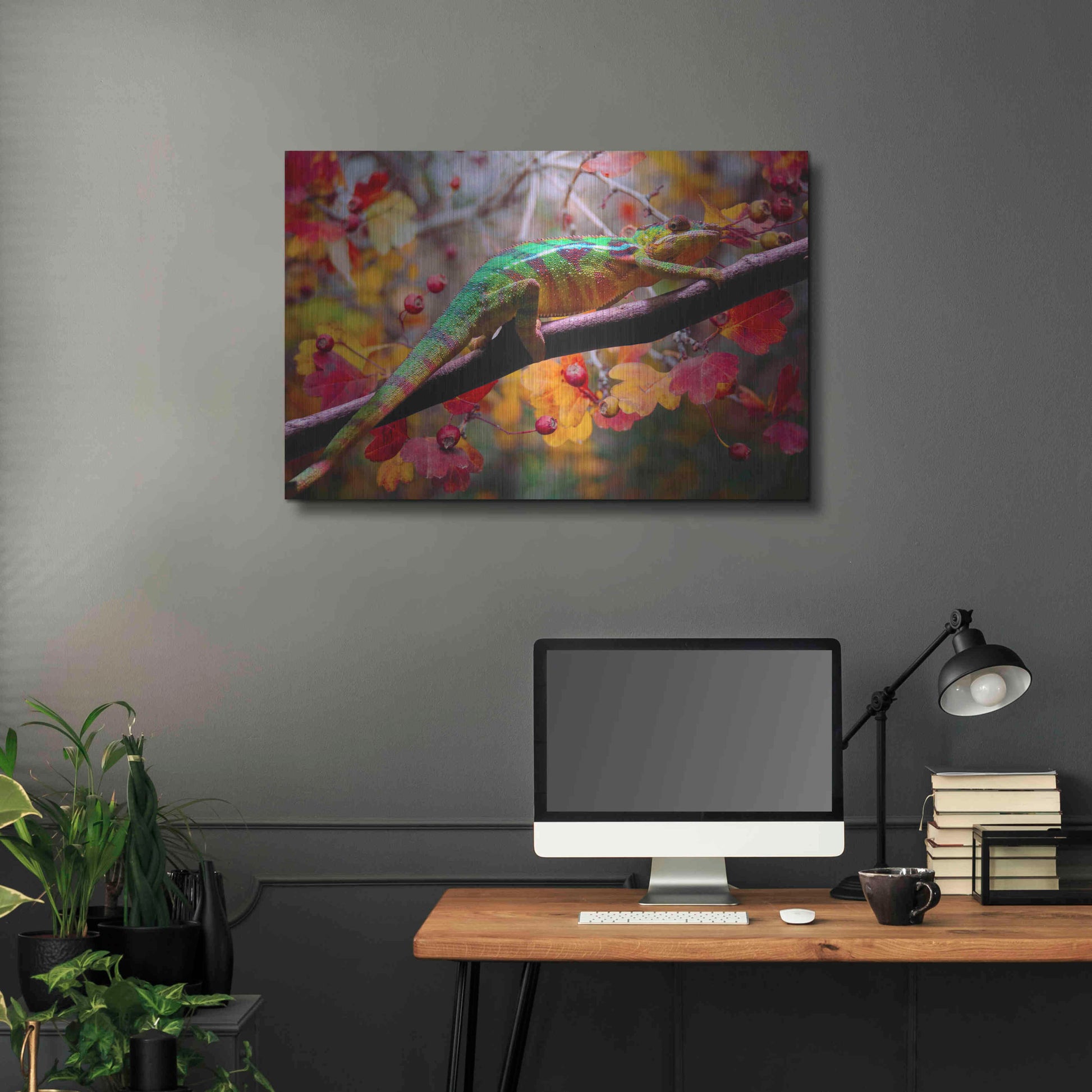 Luxe Metal Art 'Chameleons' by Ata Alishahi, Metal Wall Art,36x24