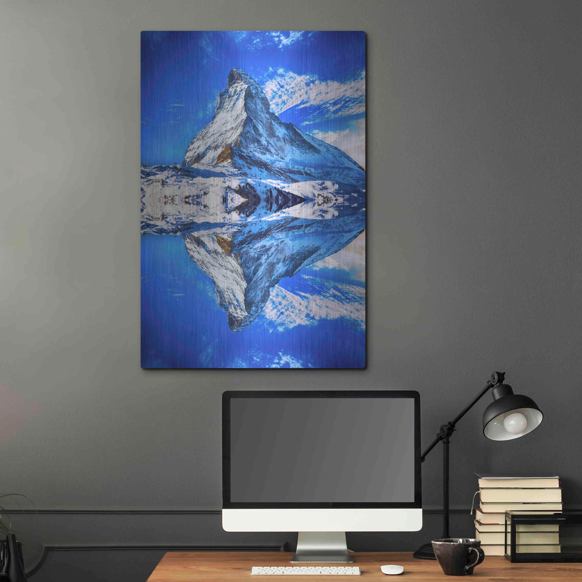 Luxe Metal Art 'Mountain Reflection' by Ata Alishahi, Metal Wall Art,24x36