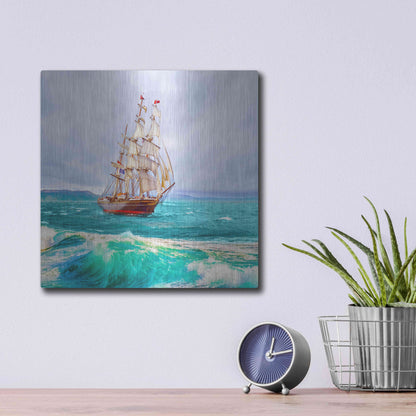 Luxe Metal Art 'Sailing The Ocean' by Ata Alishahi, Metal Wall Art,12x12