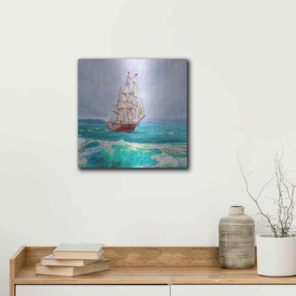 Luxe Metal Art 'Sailing The Ocean' by Ata Alishahi, Metal Wall Art,12x12