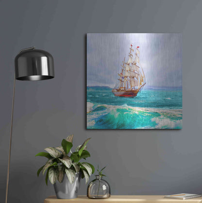 Luxe Metal Art 'Sailing The Ocean' by Ata Alishahi, Metal Wall Art,24x24