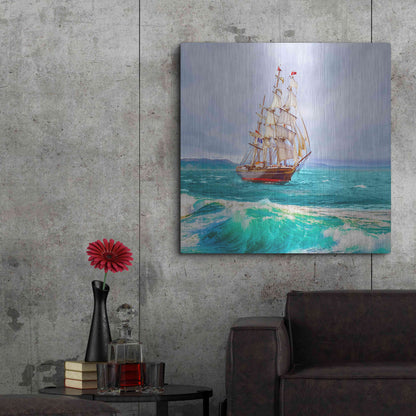 Luxe Metal Art 'Sailing The Ocean' by Ata Alishahi, Metal Wall Art,36x36