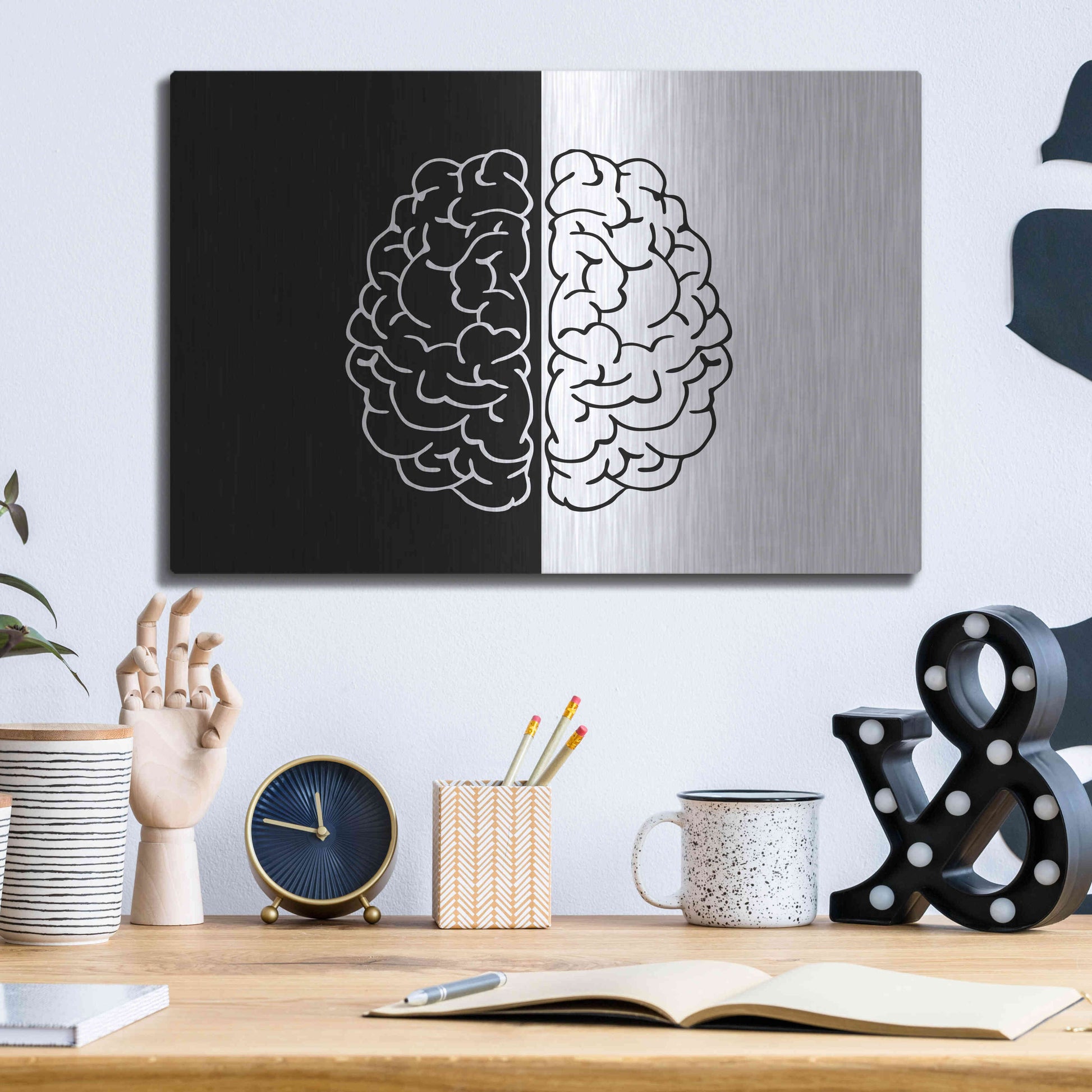 Luxe Metal Art 'Light And Dark' by Ata Alishahi, Metal Wall Art,16x12