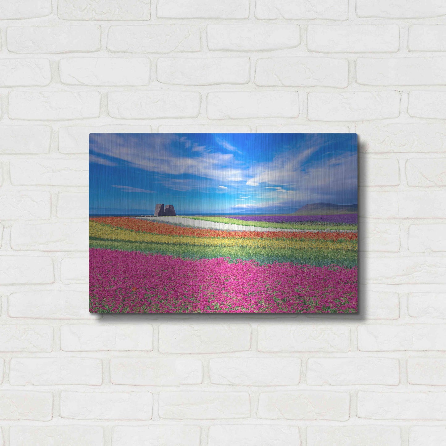 Luxe Metal Art 'Colorful Landscape' by Ata Alishahi, Metal Wall Art,24x16