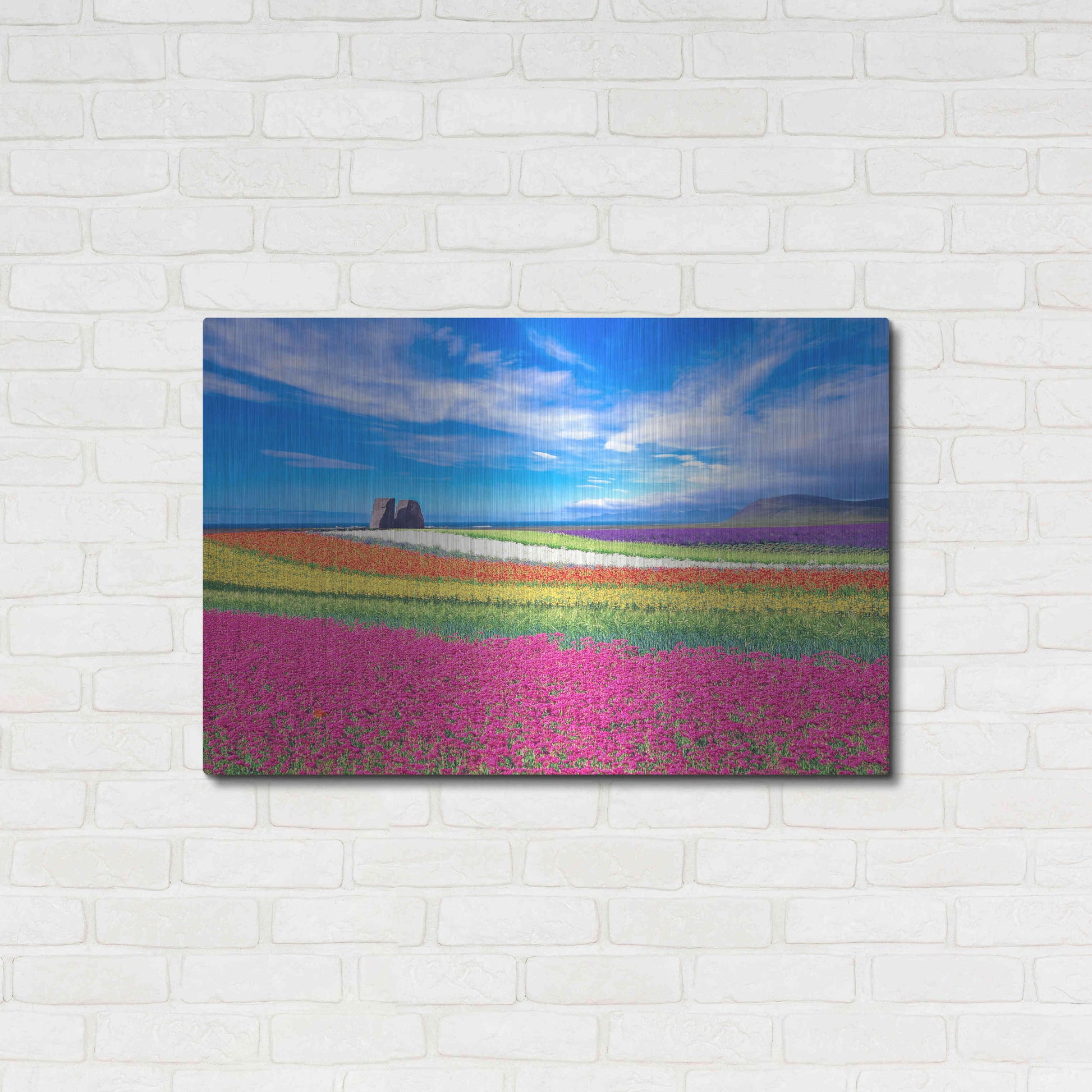 Luxe Metal Art 'Colorful Landscape' by Ata Alishahi, Metal Wall Art,36x24