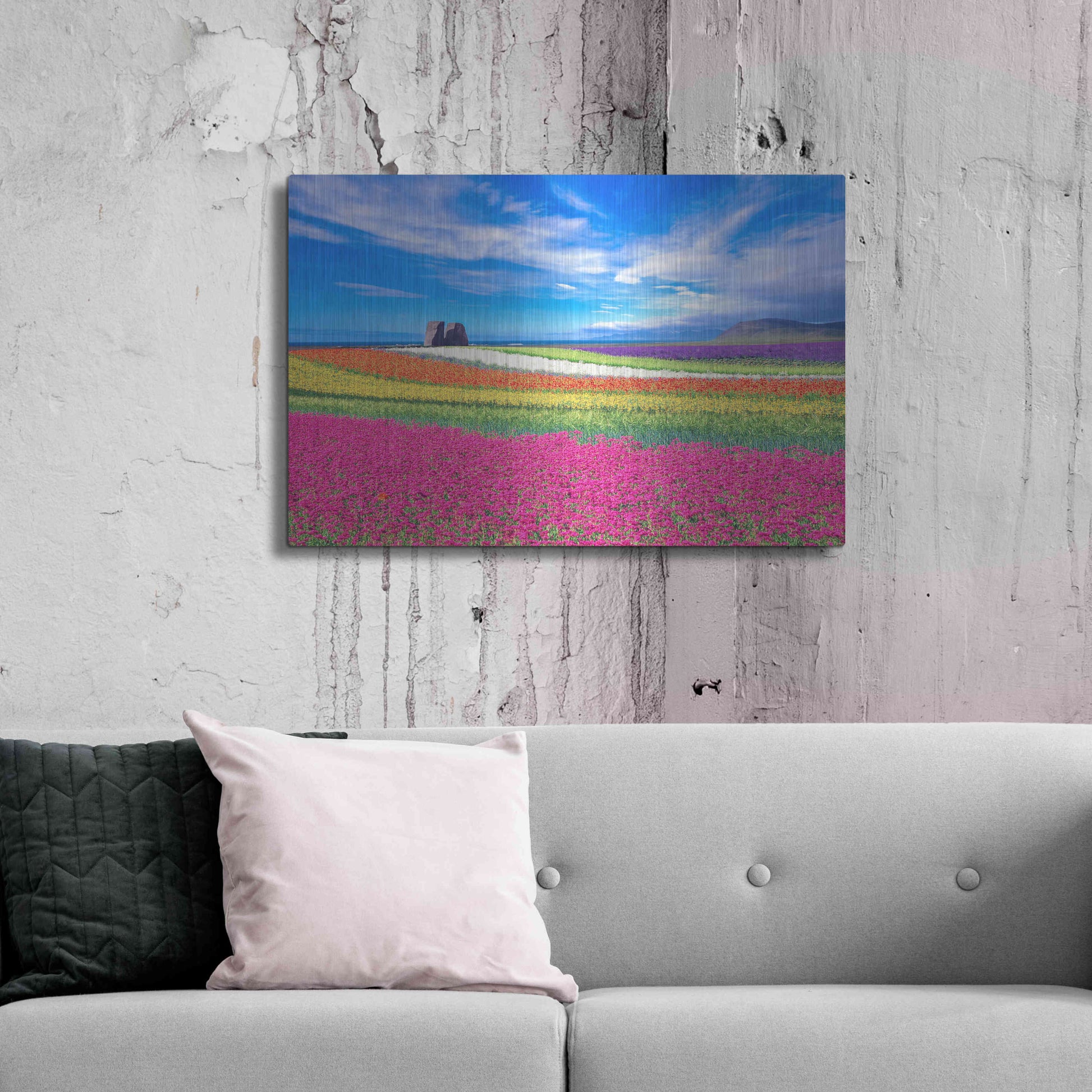 Luxe Metal Art 'Colorful Landscape' by Ata Alishahi, Metal Wall Art,36x24