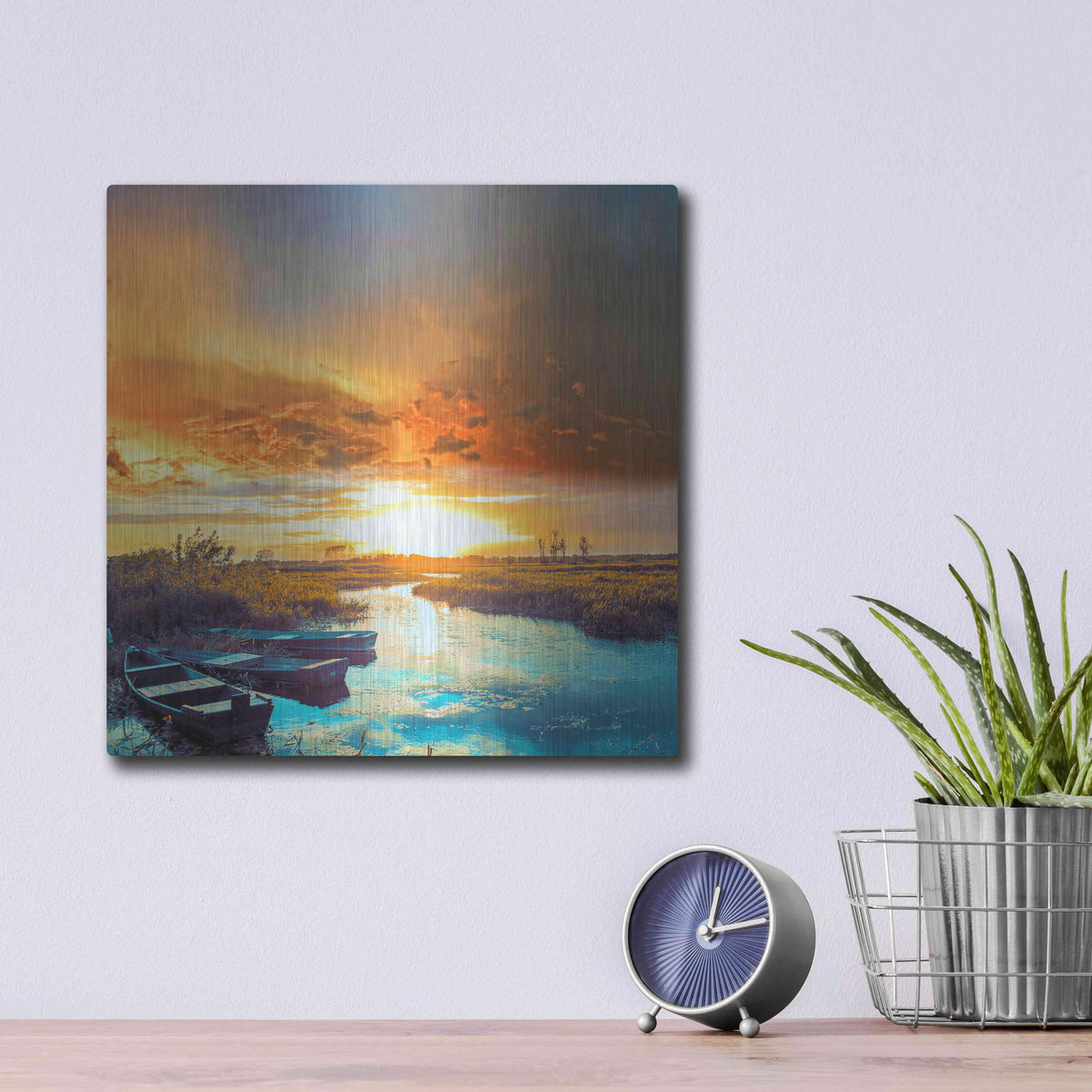 Luxe Metal Art 'Sun Down Light' by Ata Alishahi, Metal Wall Art,12x12
