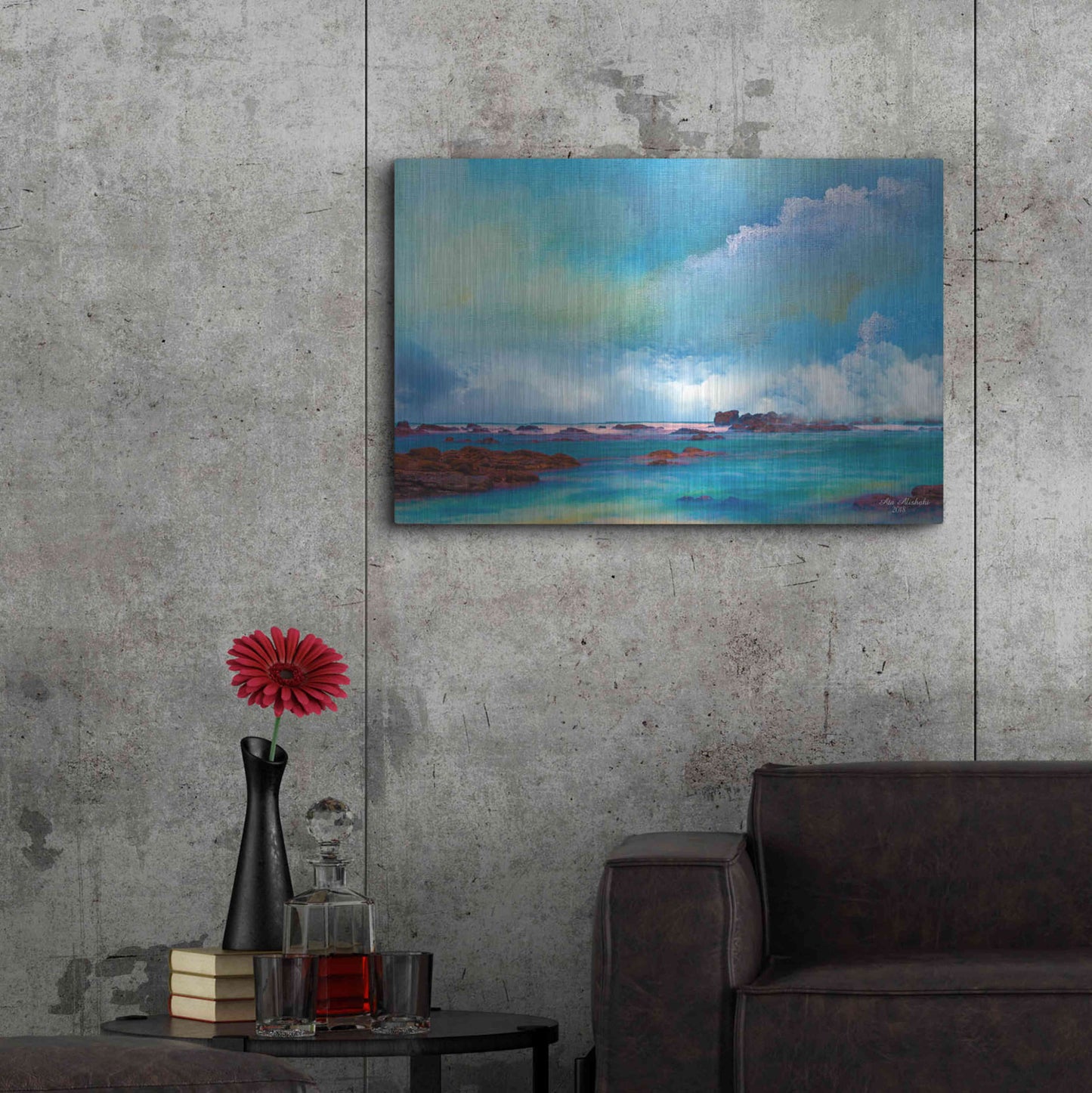 Luxe Metal Art 'Water And Sky' by Ata Alishahi, Metal Wall Art,36x24