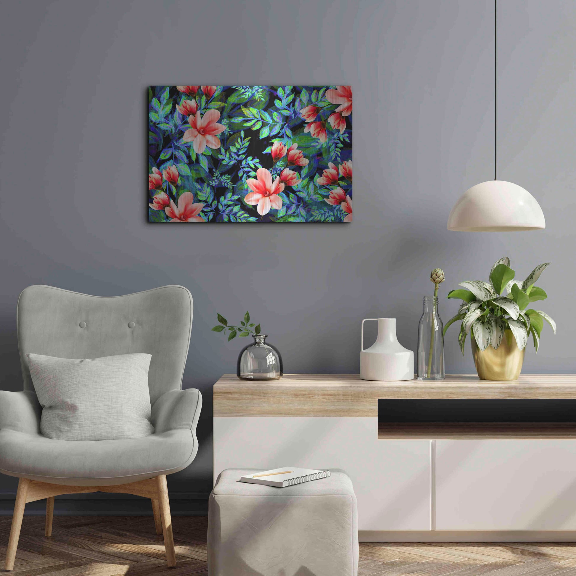 Luxe Metal Art 'My Flowers Garden' by Ata Alishahi, Metal Wall Art,24x16