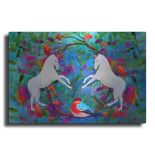 Luxe Metal Art 'White Horses In My Dream' by Ata Alishahi, Metal Wall Art