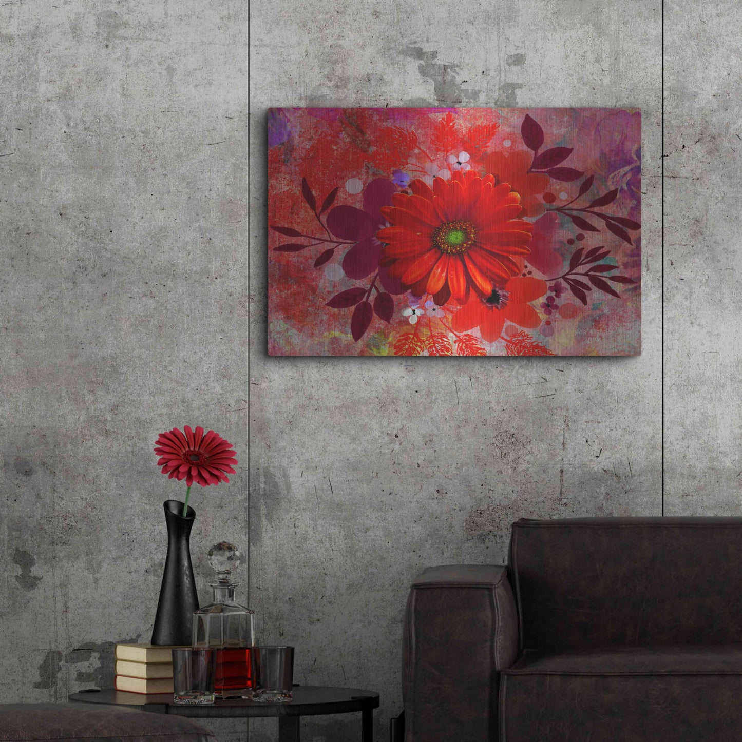 Luxe Metal Art 'All-Red' by Ata Alishahi, Metal Wall Art,36x24