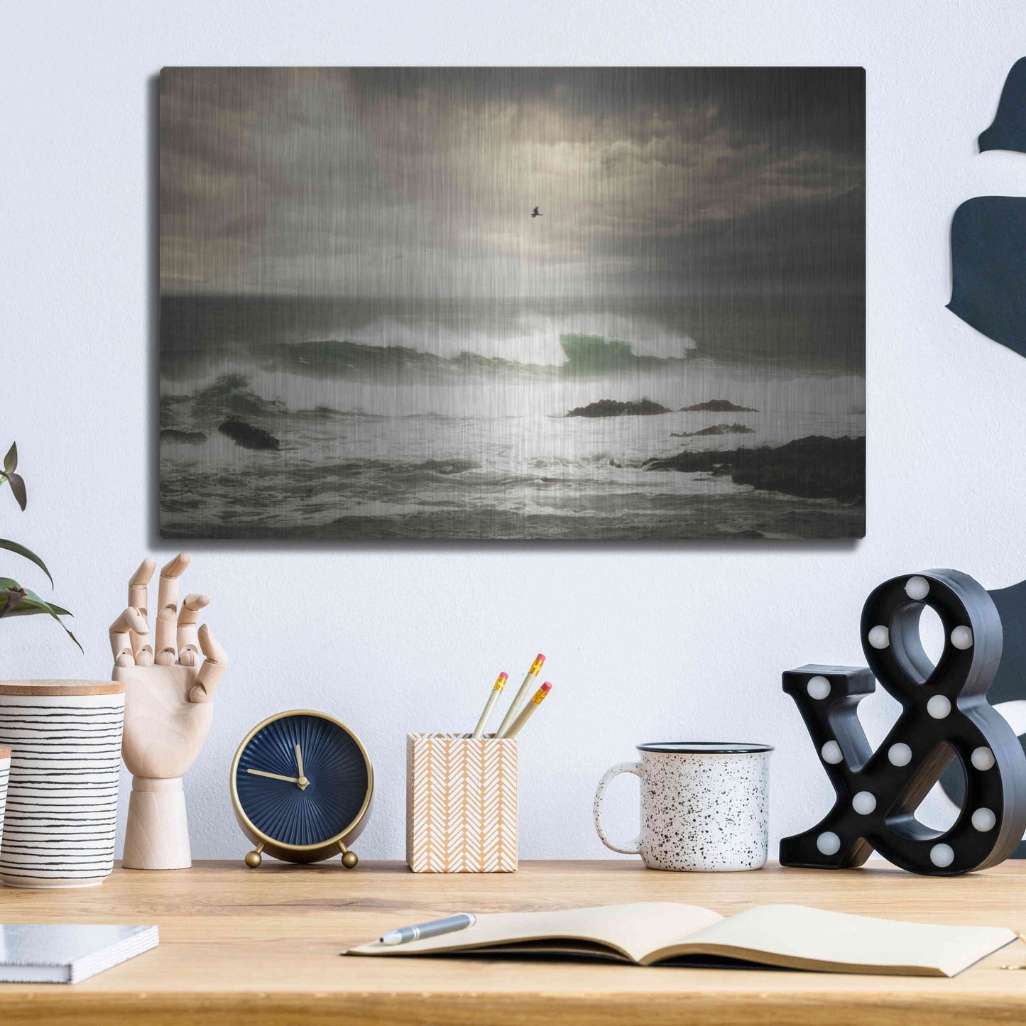 Luxe Metal Art 'The Flight' by Natalie Mikaels, Metal Wall Art,16x12