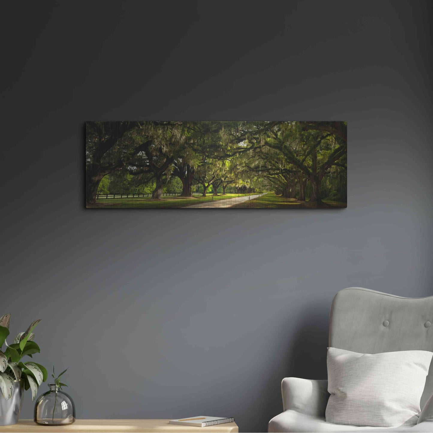 Luxe Metal Art 'Southern Canopy' by Natalie Mikaels, Metal Wall Art,36x12