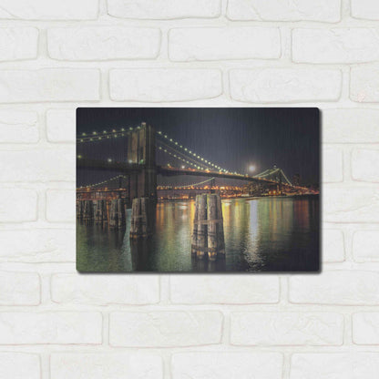 Luxe Metal Art 'Moon Over Brooklyn' by Natalie Mikaels, Metal Wall Art,16x12