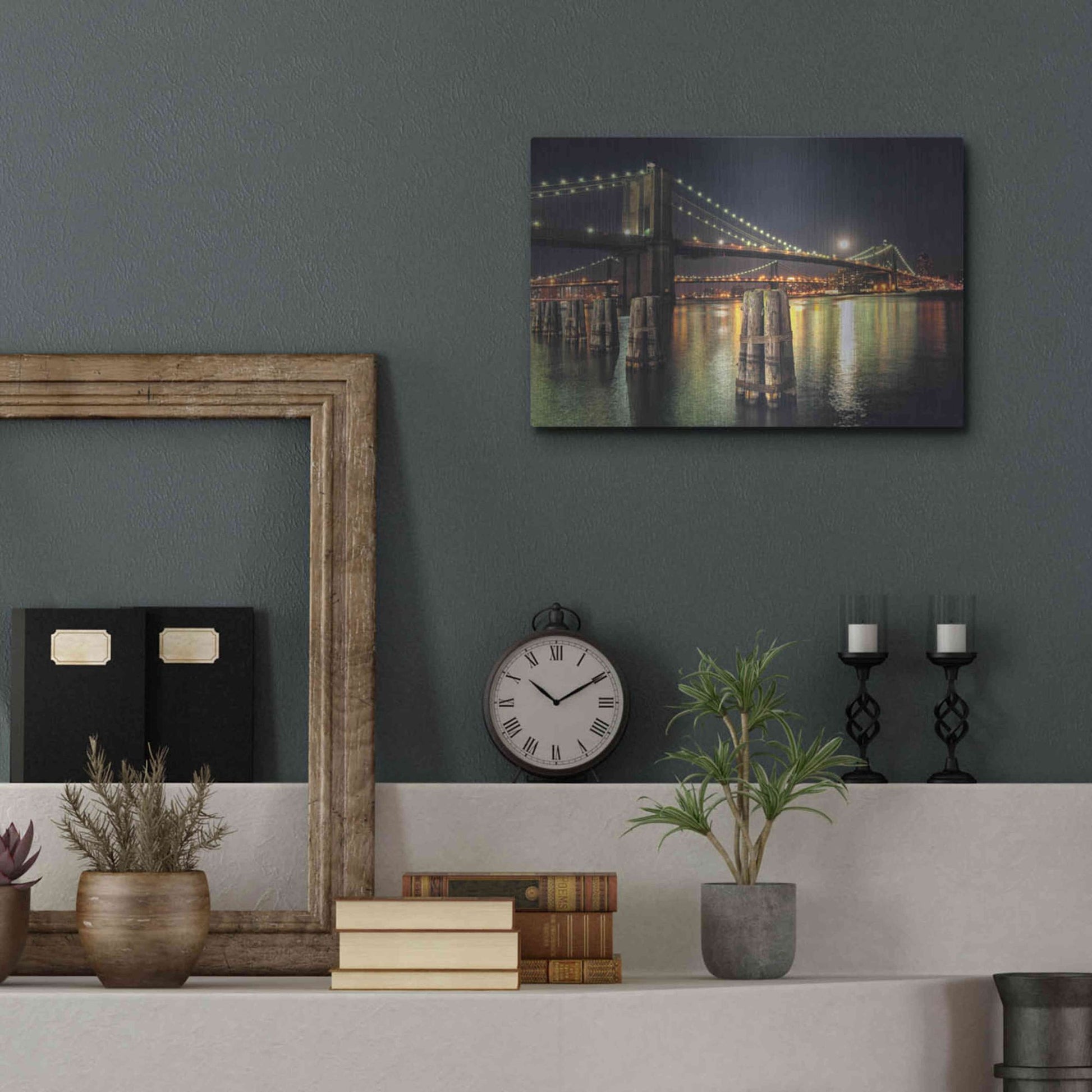 Luxe Metal Art 'Moon Over Brooklyn' by Natalie Mikaels, Metal Wall Art,16x12