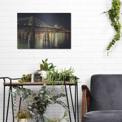 Luxe Metal Art 'Moon Over Brooklyn' by Natalie Mikaels, Metal Wall Art,16x12