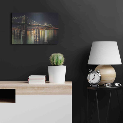 Luxe Metal Art 'Moon Over Brooklyn' by Natalie Mikaels, Metal Wall Art,24x16