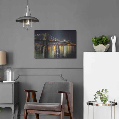 Luxe Metal Art 'Moon Over Brooklyn' by Natalie Mikaels, Metal Wall Art,24x16